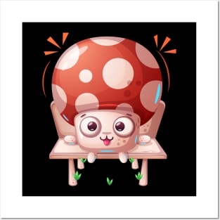 Cartoon Mushroom Cute Posters and Art